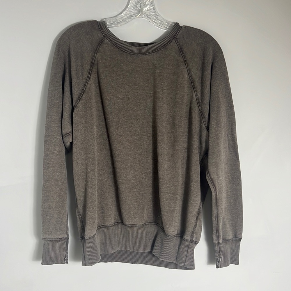 Aerie Washed Grey Long Sleeve Crewneck Sweatshirt Size XS